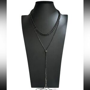 NWT Daniel X Diamond The Backstage Black Chain Rhinestone Gem Clasp Necklace